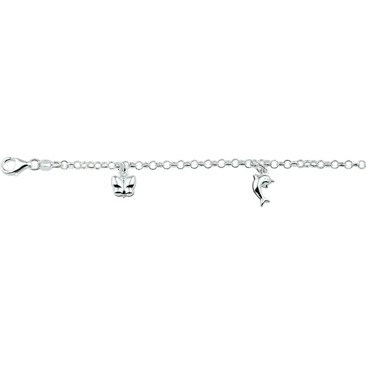 Zilver Gerhodineerde Armband diverse bedels 15 cm 1329676