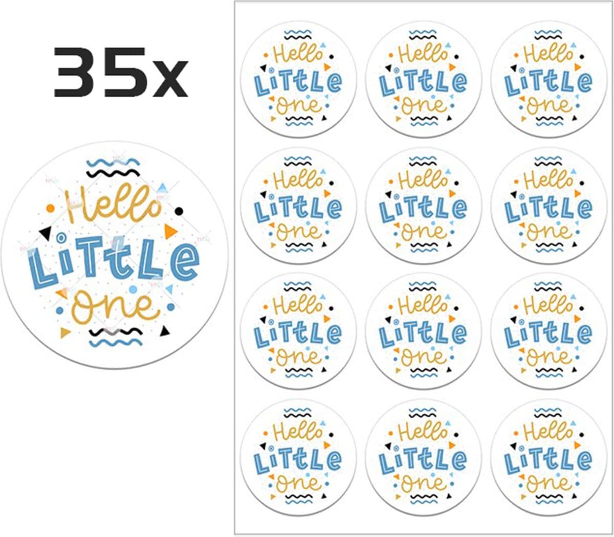 DW4Trading Geboorte Sticker Hello Little One - Envelop - Sluitsticker - Babyshower - 35 Stuks – Ø 3,5 cm