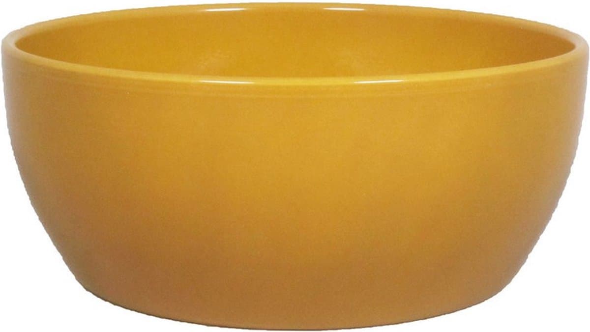 Floran Bloempot schaal - glanzend - oker geel - keramiek - voor kamerplant - H9.5 x D22.5 cm