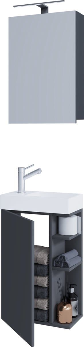 VCM 3-delige badkamermeubelset gastentoilet gastentoilet wastafel klein smal Lumia spiegelkast 3-delige badkamermeubelset gastentoilet gastentoilet wastafel klein smal Lumia spiegelkast