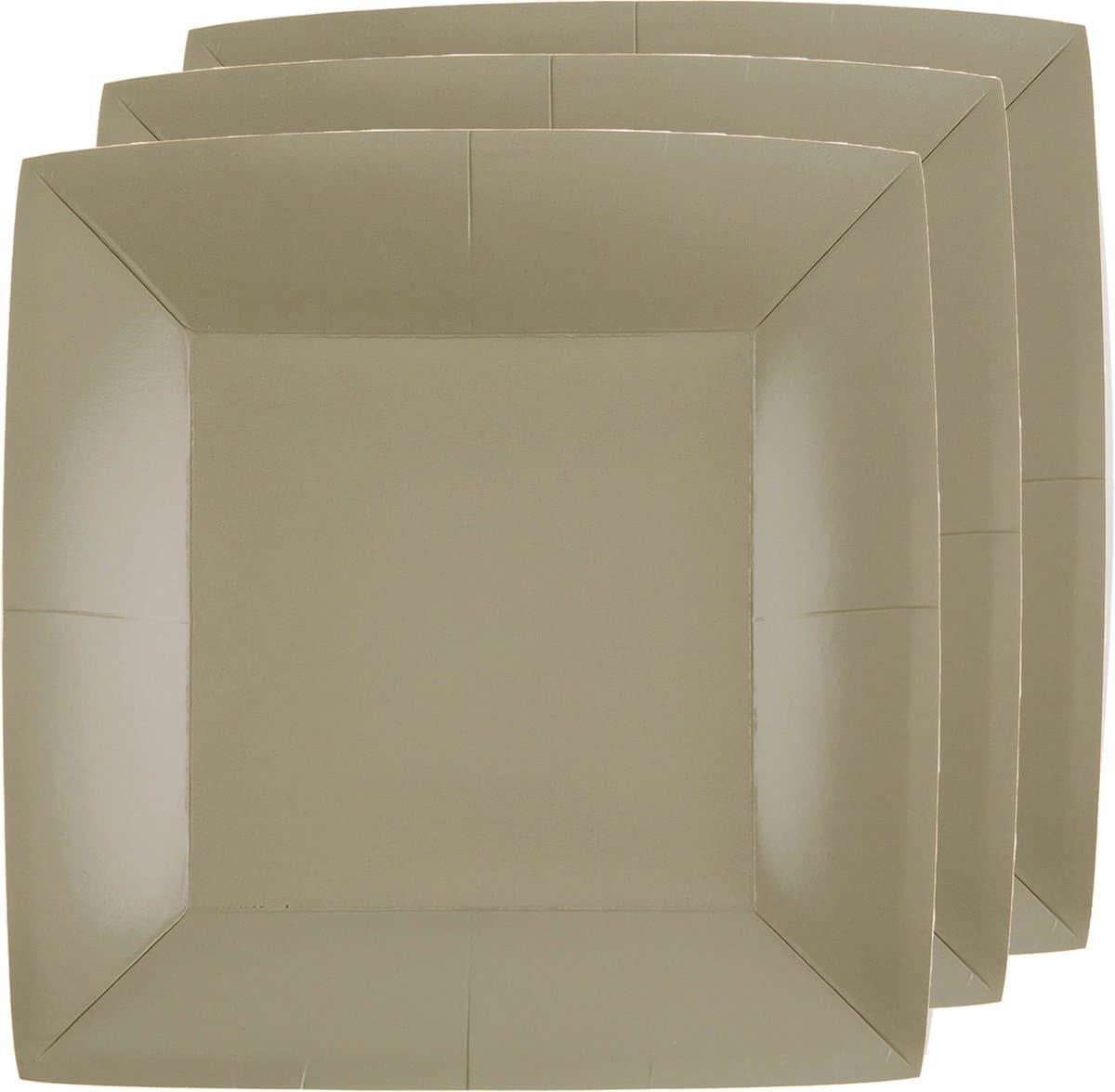 Santex Bordjes karton - 10x - vierkant - taupe - 23 x 23 cm - feestbordjes