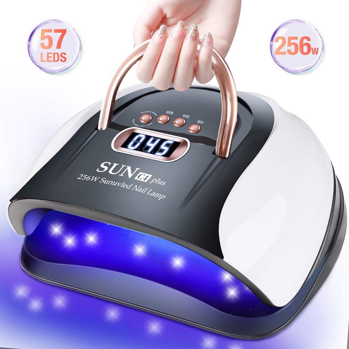 256 Watt UV LED Lamp Nagels - 57 Leds - SUN C4 plus - Nagel UV Lamp - Gellak lamp - Nagellamp - nagellamp led - nagellamp voor gel nagellak - nagellamp led uv - nagellamp uv - nagellamp gelnagels - gellak - nageldroger