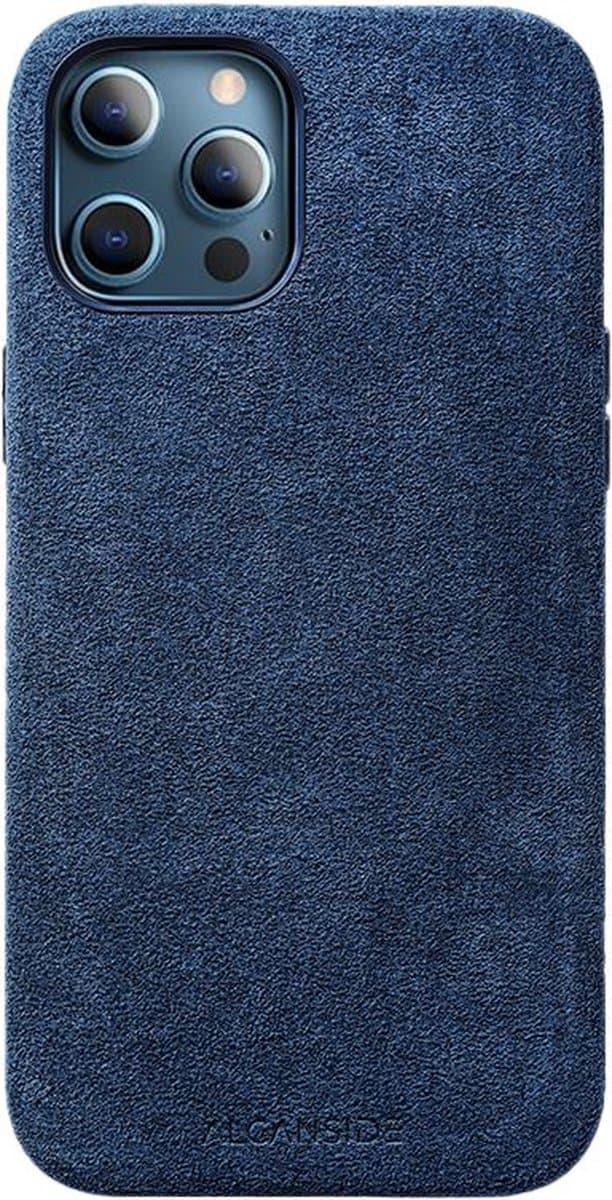 Alcanside Luxe Hoesje geschikt voor Apple iPhone 12 Pro – Magsafe 360° Shock Proof Telefoonhoesje – Premium Alcantara Case – 100% Optimale Bescherming – Ocean Blue