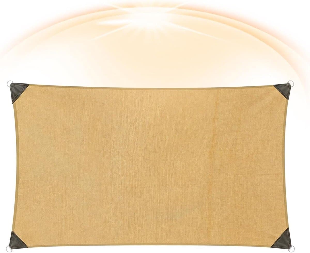 Verstevigde Bedekking - Schaduwzeil Luifel - Buiten Schaduw Creëren - UV-blokkerende Ademende Mesh - 3x2m - Natuurlijk Beige