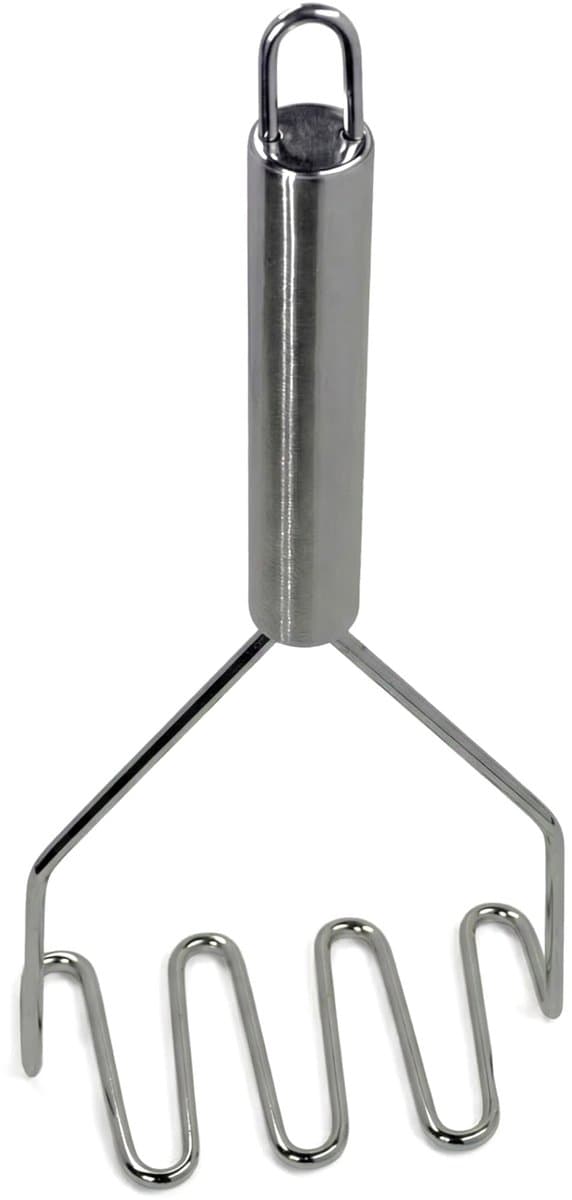 Dailygoods- Aardappelstamper roestvrij staal - Aardappelpers - Groentestamper - Ergonomische handgreep - Vaatwasmachinebestendig - Gegolfd oppervlak - Keukengerei