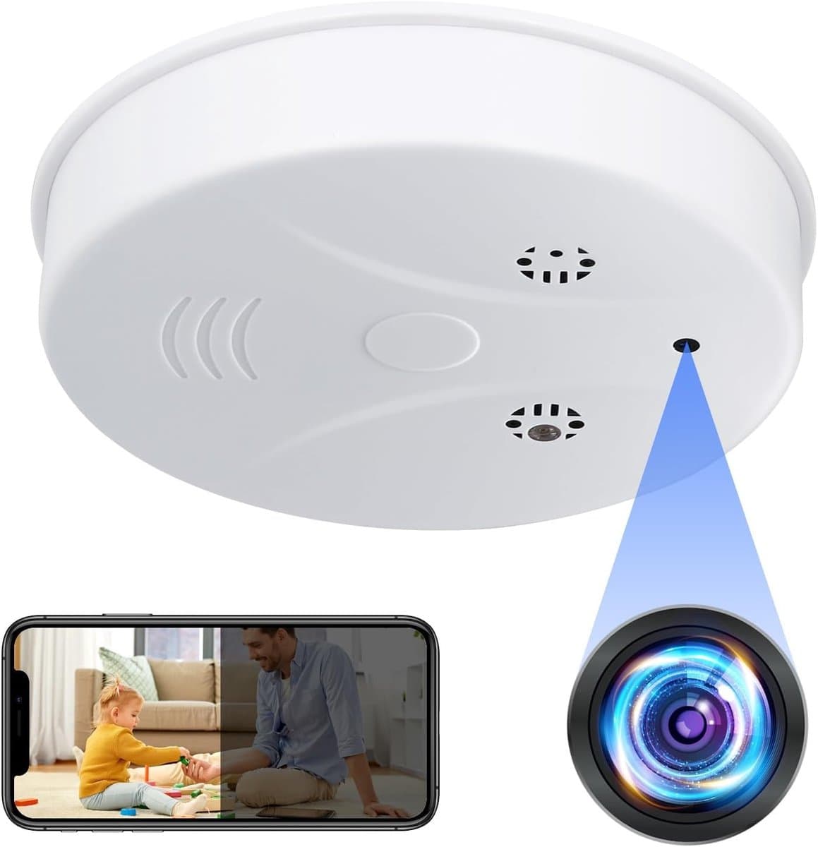 Verborgen Camera - Nanny Cam - Thuis Bewaken - Dubbele Wifi Band - 10 x 10 x 3 cm - Wit
