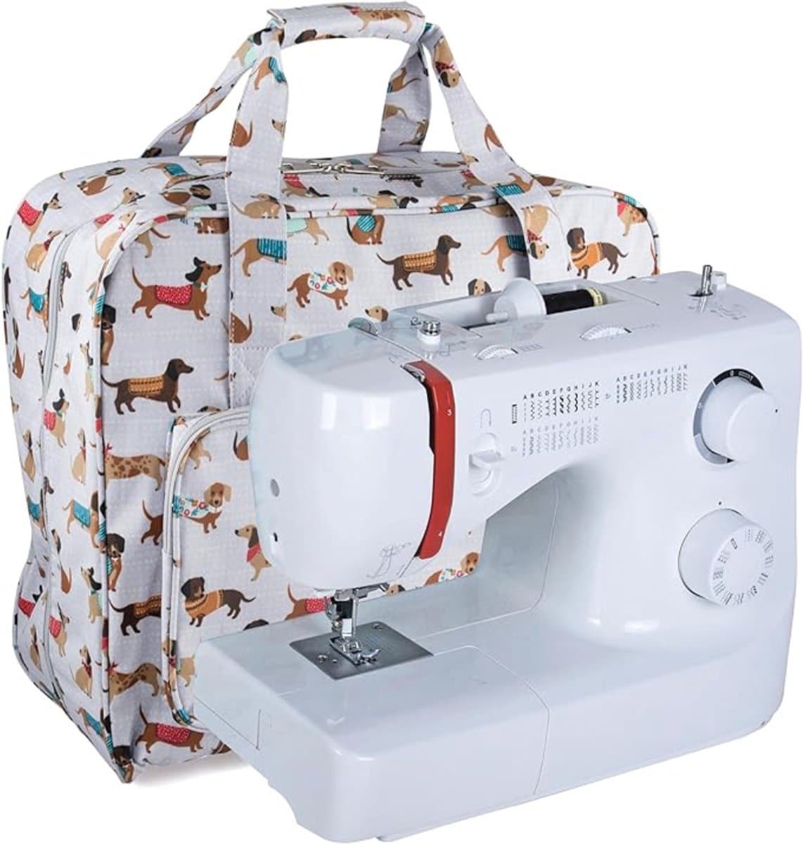 QIN® Naaimachine Tas - Naaimachine voor Beginners - Mini-Naaimachine met Voetpedaal - Worst Hond - 37cm x 43cm x 2cm