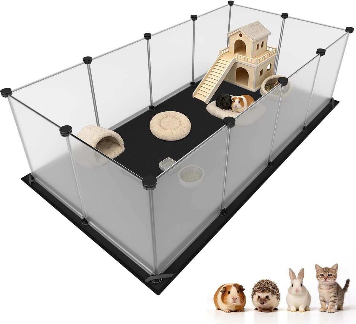 Dailygoods- Cavia-kooi waterdicht 122 cm - Transparante Kooi - Veilig voor Kleine Dieren - Multifunctioneel - Geschikt voor Binnen/Buiten - Versterkte Hoekbanden - Dierenverblijf