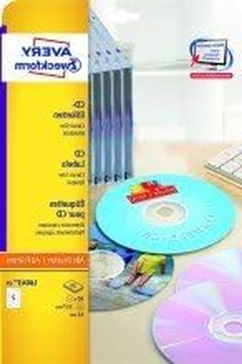 CD Etiketten - DVD Labels Schijf Stickers - Muziek Organiseren - Avery Doelvorm - 117 mm - Wit