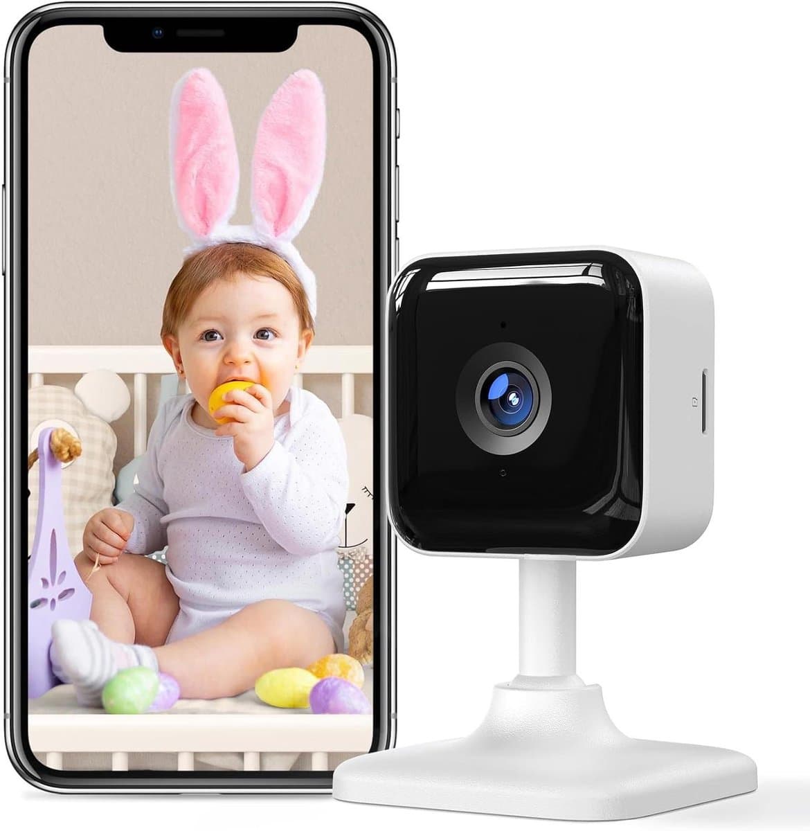 Babyfoon met Camera - Babybewaking App - Kind in de gaten - Nachtzicht Bewegingsdetectie - 1080P HD - Wit