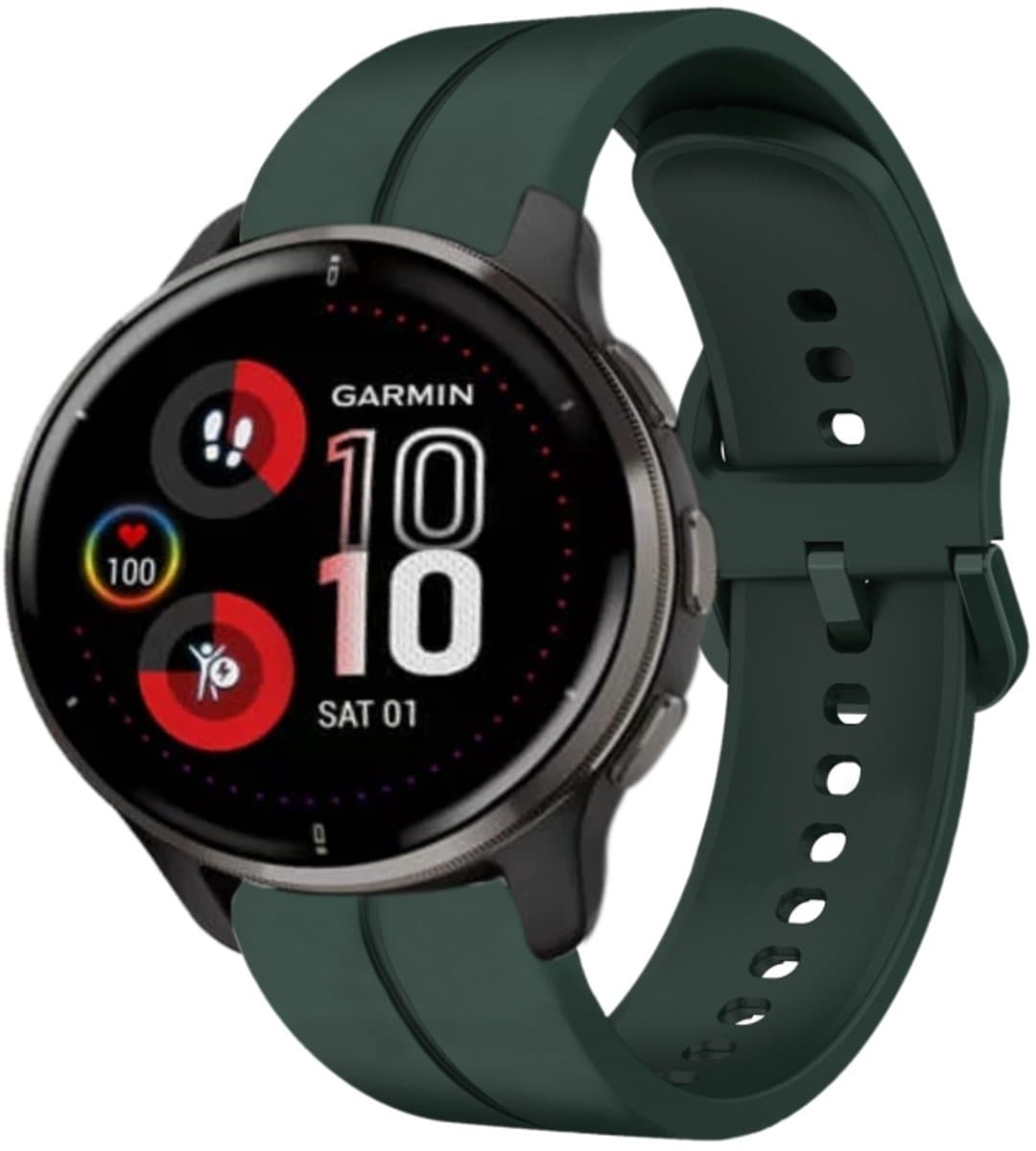 For Garmin Venu 2 Plus 20mm Loop Silicone Watch Band(Dark Green)