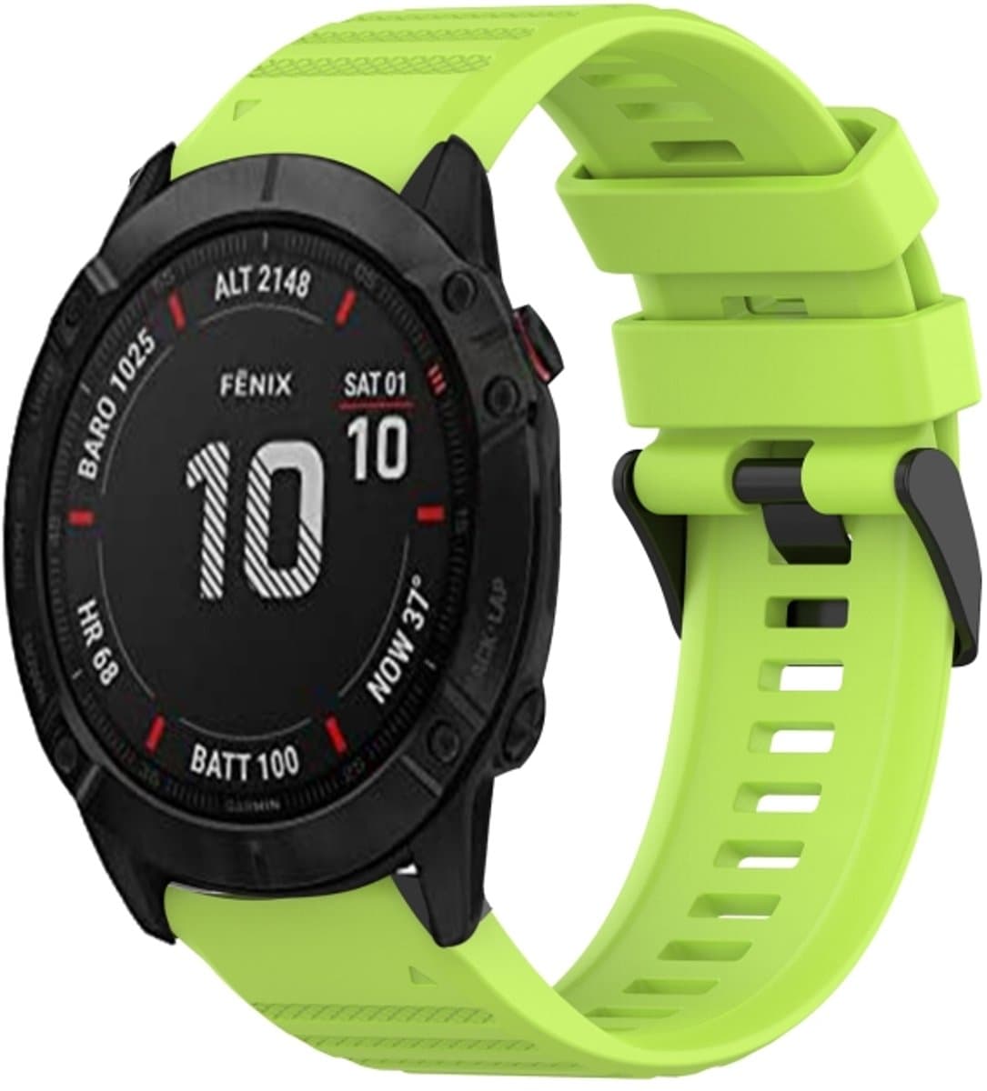 Voor Garmin Fenix 6X Pro 26mm Horizontale Textuur Siliconen Horlogeband met Removal Tool (Lime Groen)