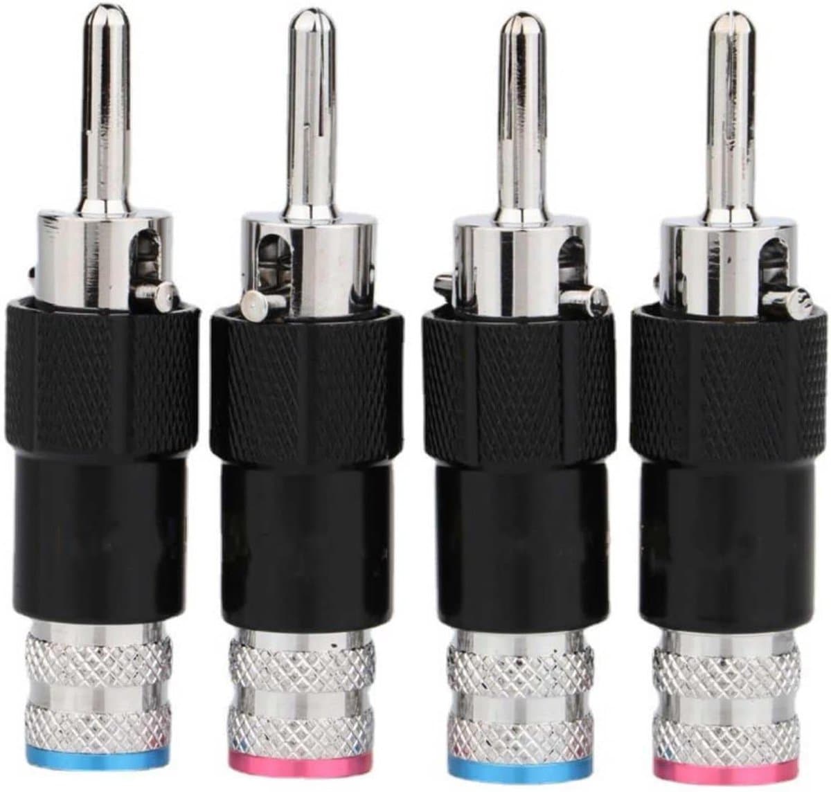 Luidspreker Connectoren - Audiostekkers Set - Geluid Verbinding - Dubbel Schroefslot - 4 Stuks - Goud/Rhodium