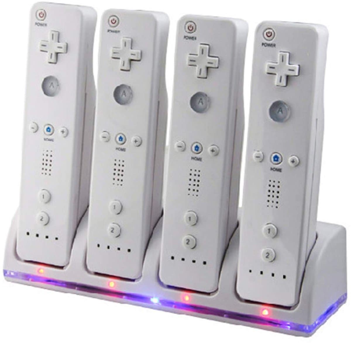Dailygoods - Laadstation Wii-controller - 4-in-1 controller - Oplaadbaar - Geschikt voor Wii/Wii U - Inclusief 4 batterijen - Eenvoudig in gebruik