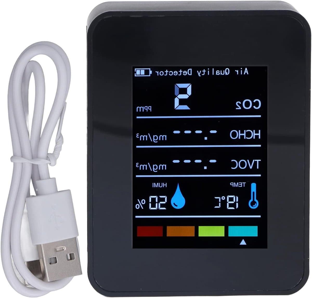 Luchtkwaliteitsmeter - CO2 meter - Milieu monitoren - Real-time detectie - Compact ontwerp - Wit