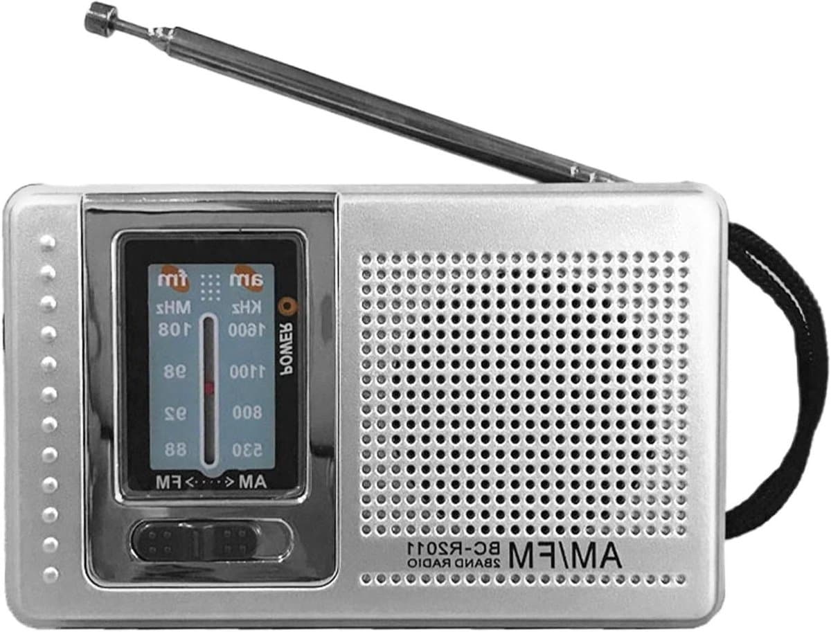 Draagbare AM Radio - Zakradio Batterij - Buitenactiviteiten Luisteren - Stereo Geluid Koptelefoon - 9.6x2.3x5.8cm - Zilver