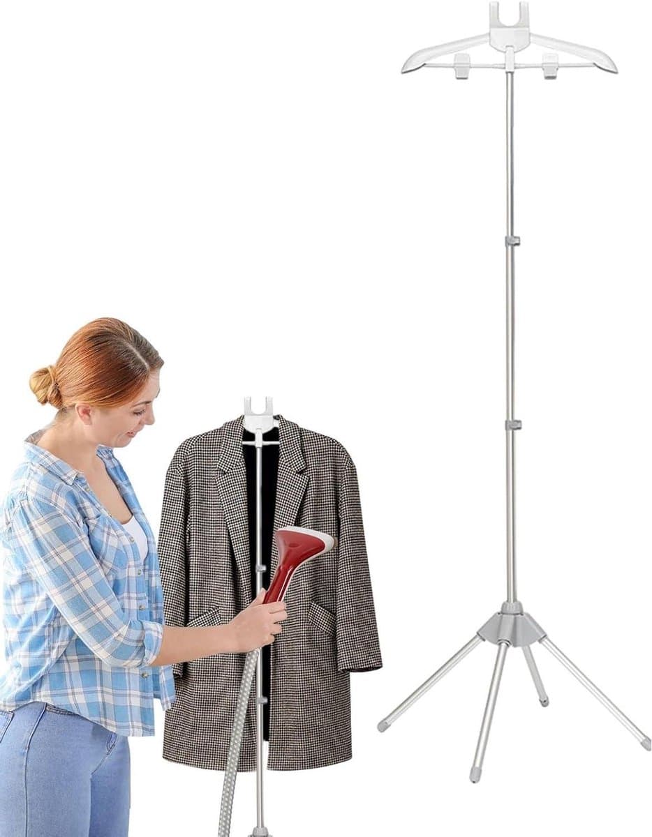 Kledingrek Stomer - Stoomgarderobe Kledingstandaard - Kleding Strijken - In Hoogte Verstelbaar - 155 cm - Grijs