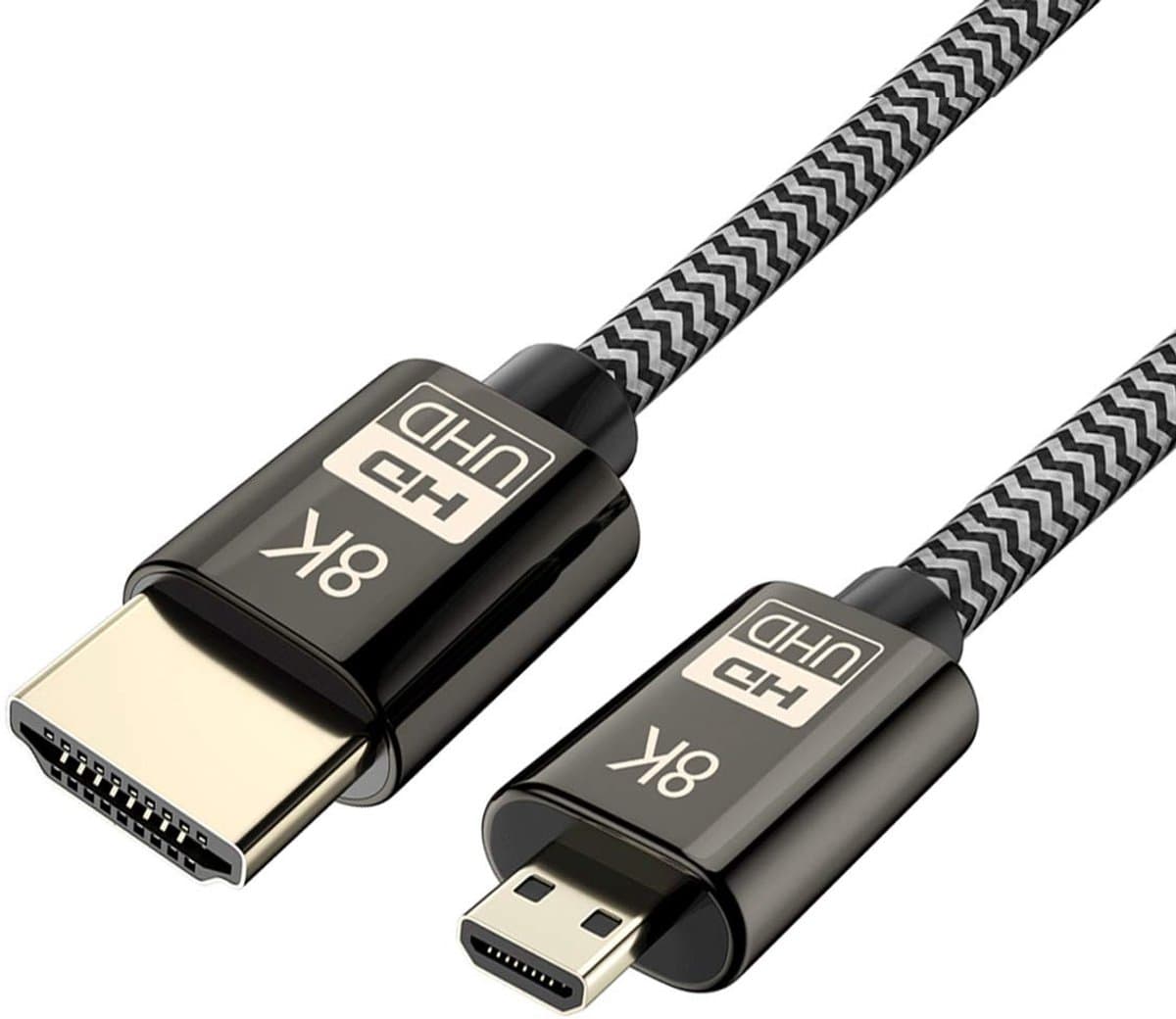 aladdien - Micro HDMI Kabel - Ultra HD 8K en 4K - 60Hz en 120Hz - 1 meter lang - Hoge datasnelheid van 48Gbps - Geschikt voor camera en laptop - Zwart