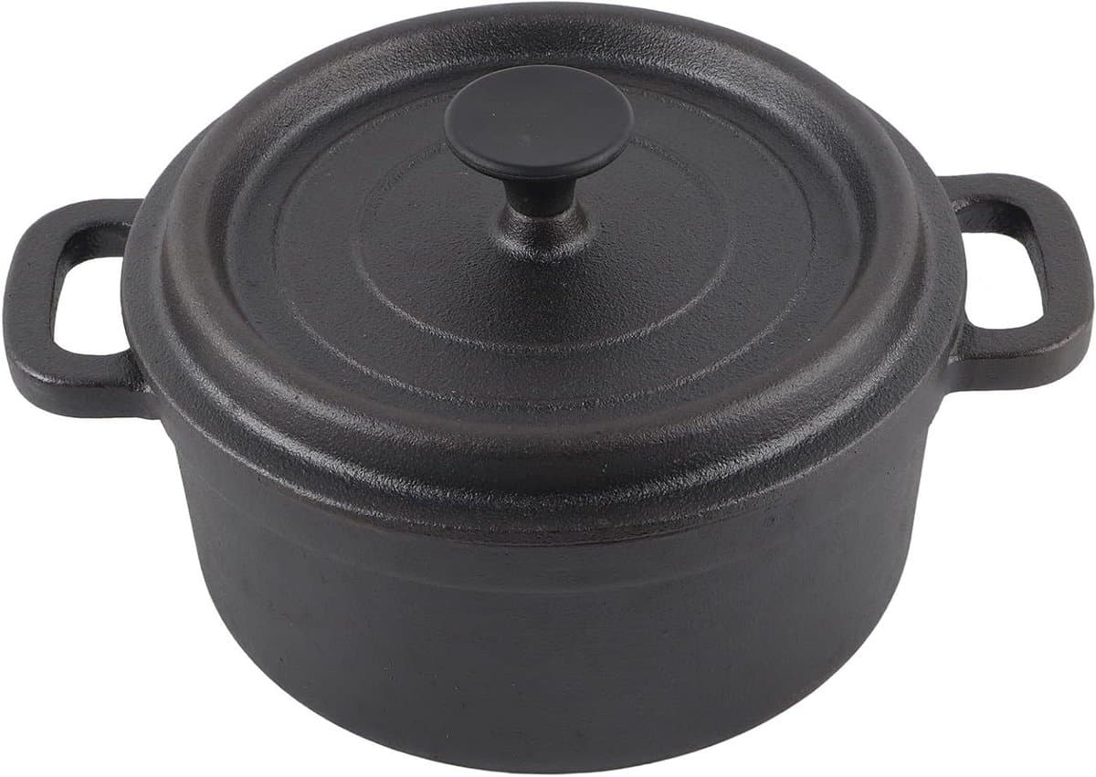 Gietijzeren pan - Dutch Oven Stoofpan - Brood bakken - Versterkte handgreep - 20 cm - Zwart