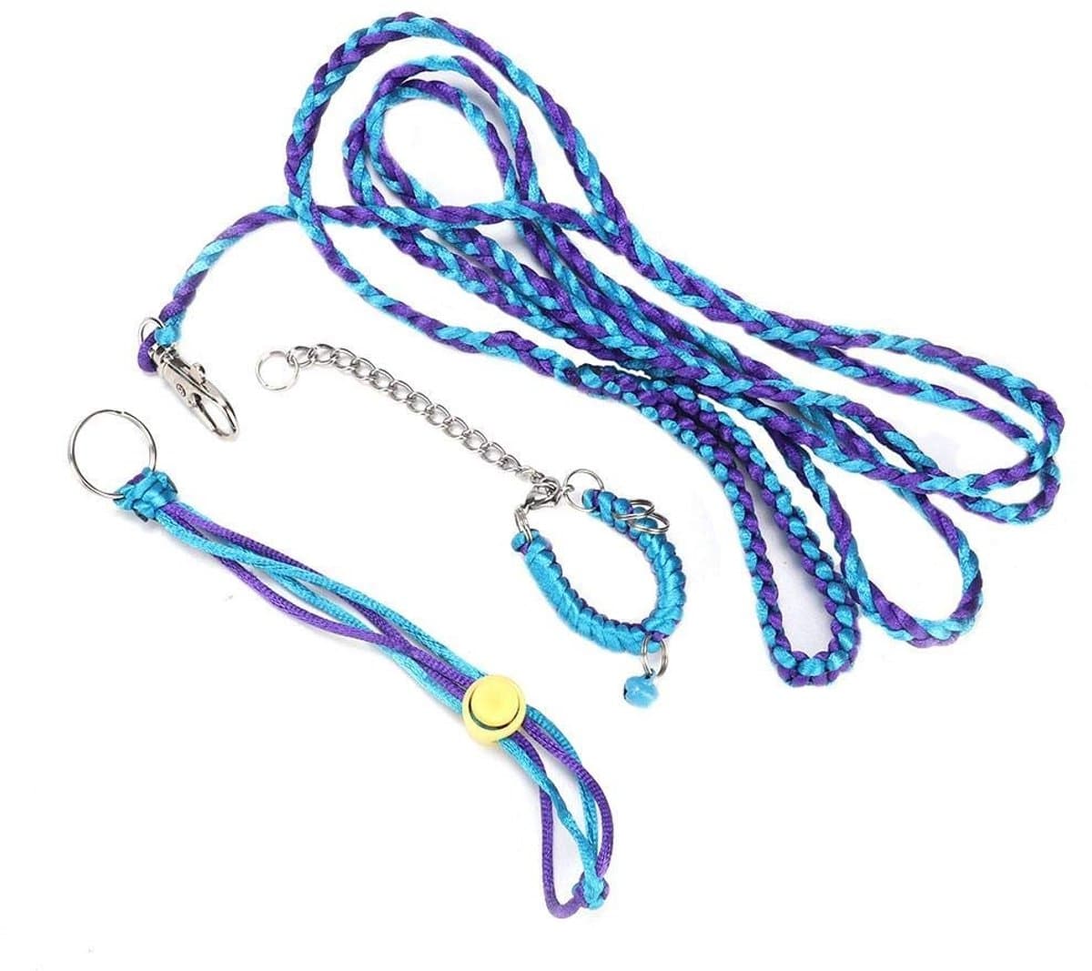 Dailygoods- Harnas voor Kleine Dieren - Hamster/Eekhoorn Harnas - Nylon - Huisdierentuig met Bel - Totale Lengte 161-181 cm - Kraag Inbegrepen