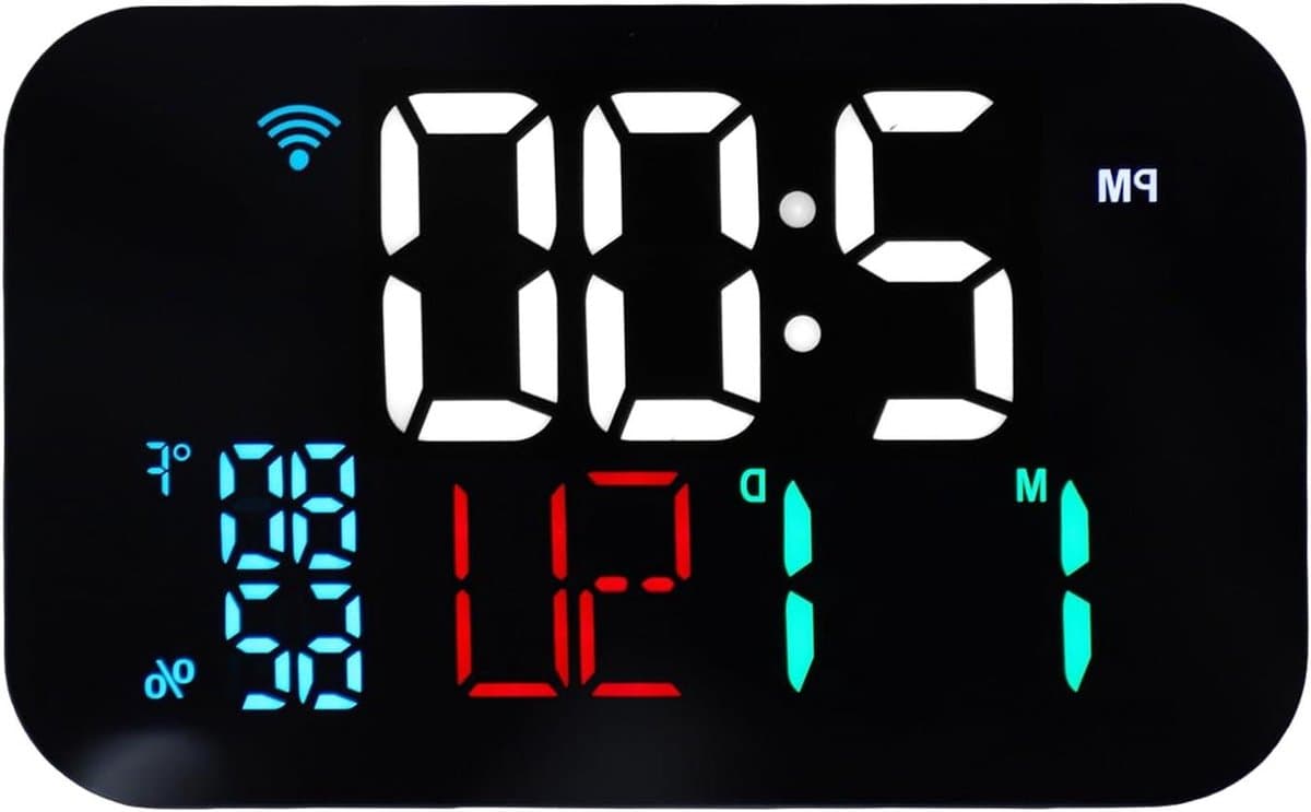 Digitale Wekker - Smart Klok Thermometer - Omgeving Monitoren - Automatische Dimming - 120° Kijkhoek - Wit
