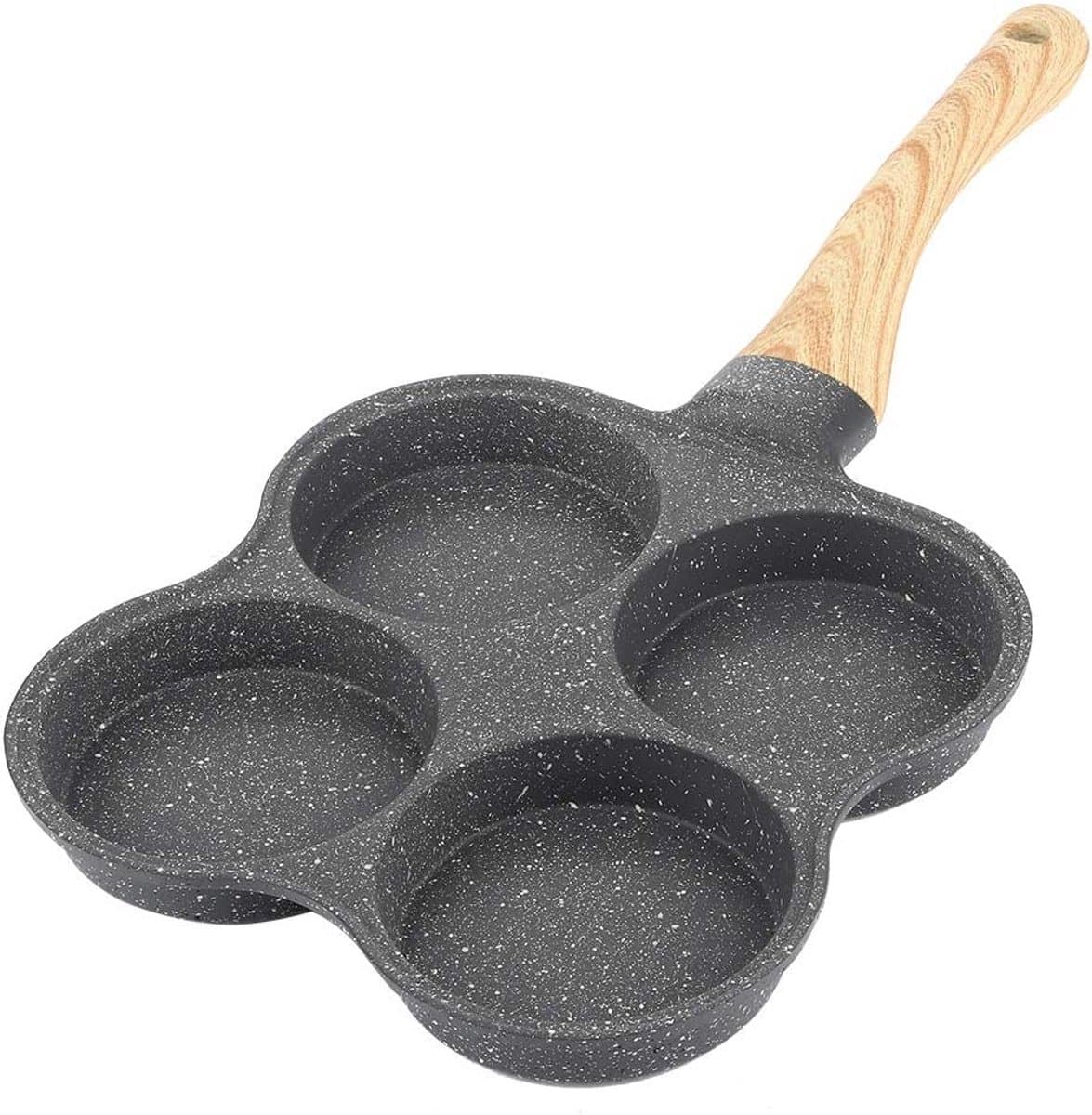 Koekenpan 4-in-1 - Omeletpan Burgerpan - Ontbijt Bereiden - Vier Vormen Tegelijk - 365 cm - Zwart