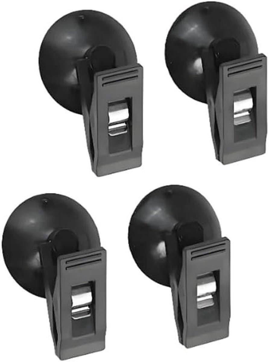 Parkeerkaarthouder - Zuignap Klem - Parkeerbewijs Tonen - Hittebestendig ABS - 4 Stuks - Zwart