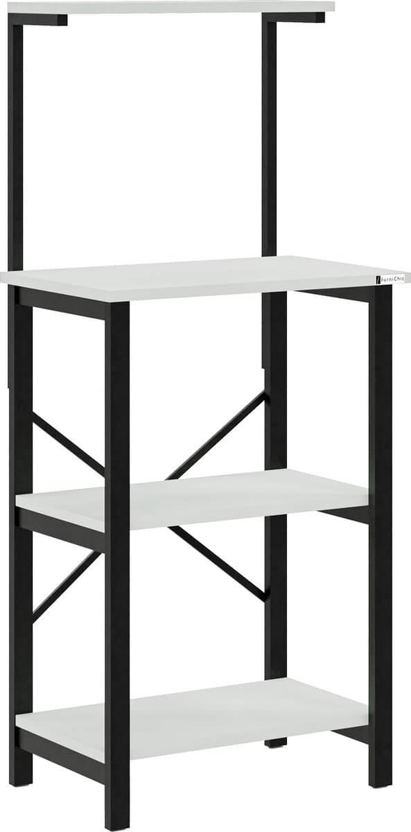 FurniChic - Keukentrolley - Keukenkast - Keukenrek Staand - Industrieel - Wit - 60x40x128cm