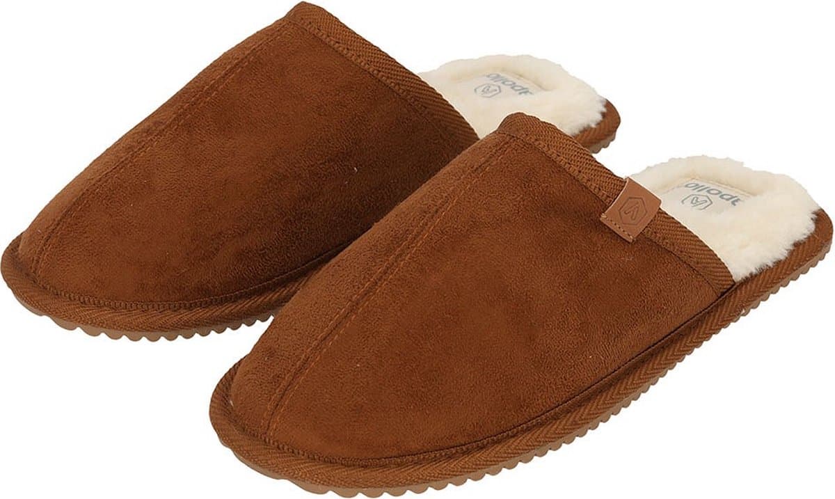 Apollo - Pantoffels dames - Cognac - Maat 37/38 - Zachte binnenvacht - Sloffen dames - Pantoffels dames 38 - Pantoffels dames maat 37
