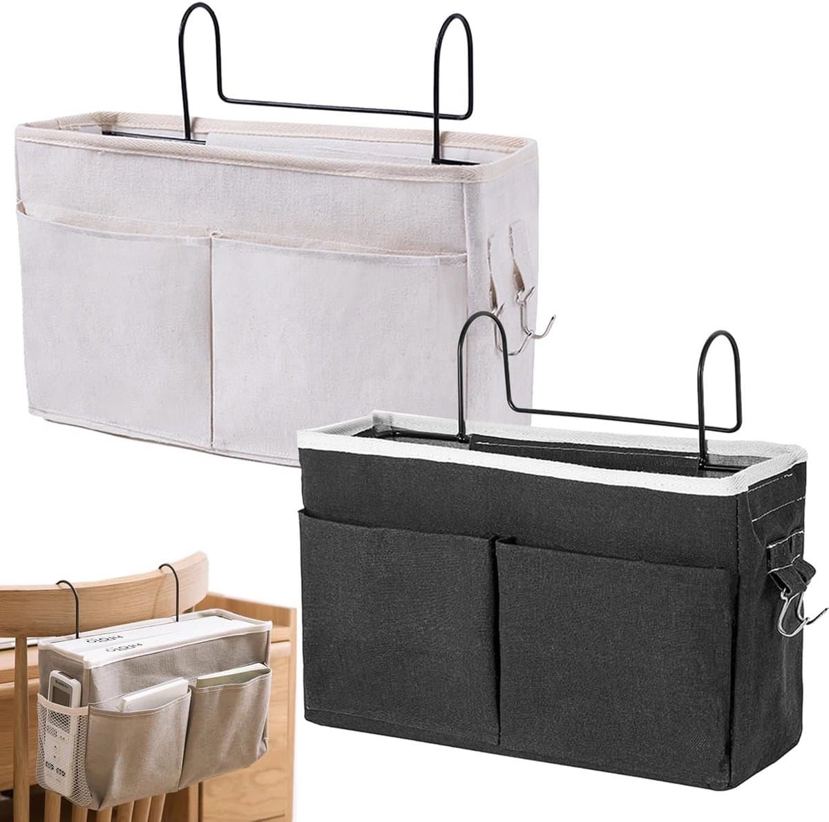 2 Stuks Hangmand voor Bed - Nachtkastje Organizer voor Telefoon, Tablet en Afstandsbediening