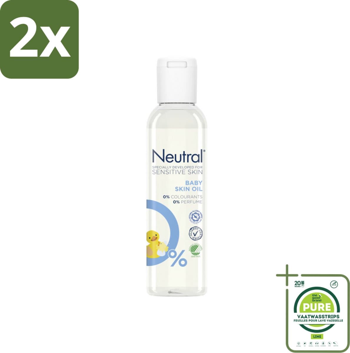 Neutral Baby – Huidolie – Parfumvrij – Gevoelige Babyhuid – 150 ml - Voordeelverpakking - 2 stuks - Babyhuid verzorging - Droge huid