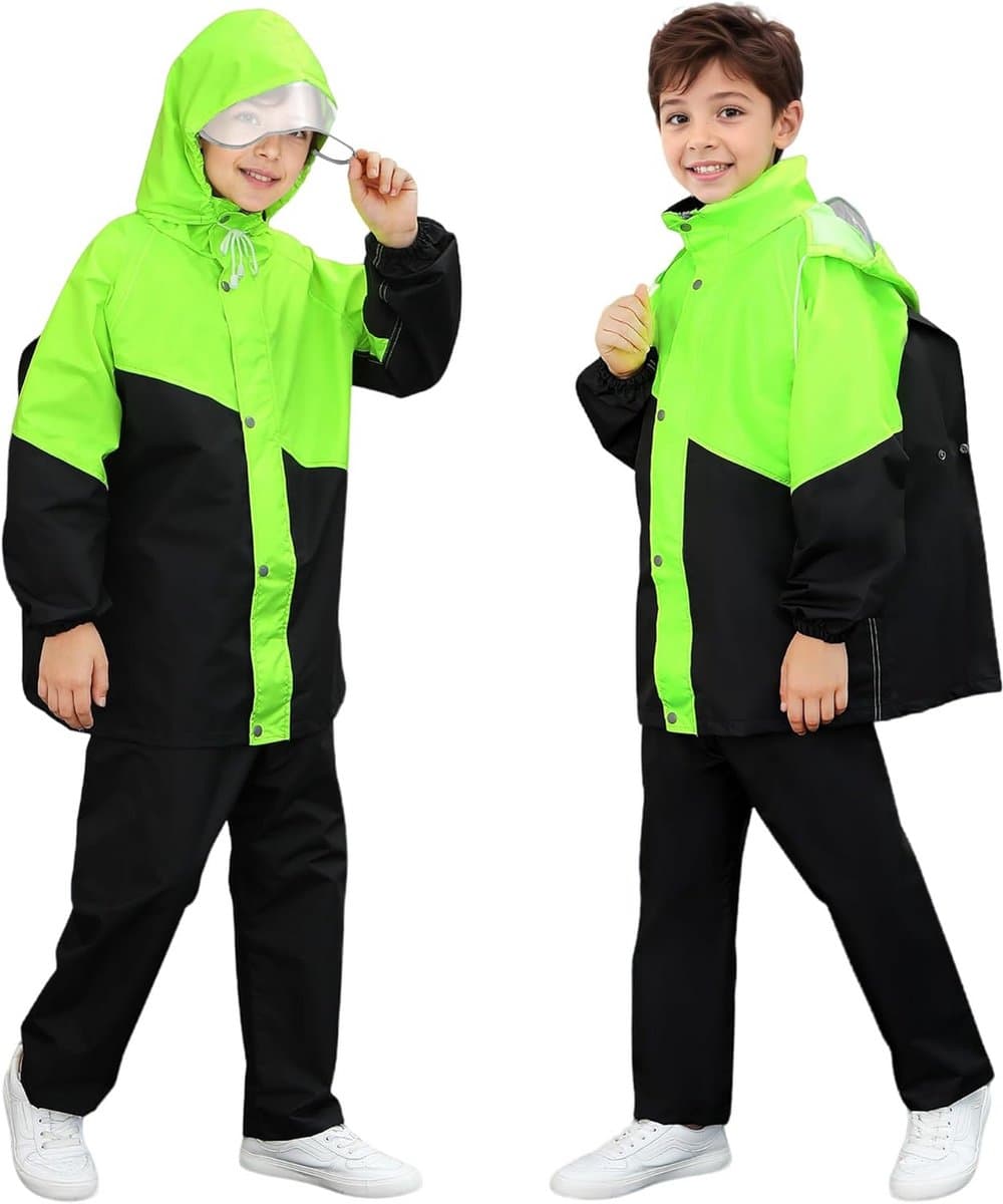 Waterdicht Kinderregenpak met Capuchon en Broek in Draagtas