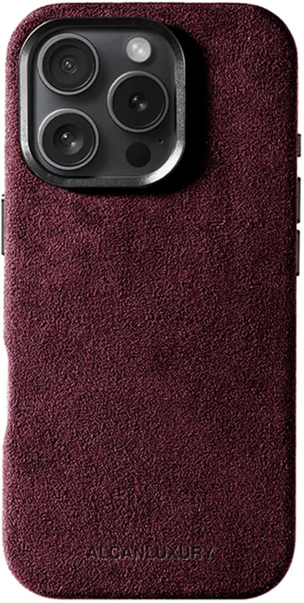 Alcanluxury Alcantara telefoonhoesje geschikt voor Apple iPhone 16 Pro - Wine Red
