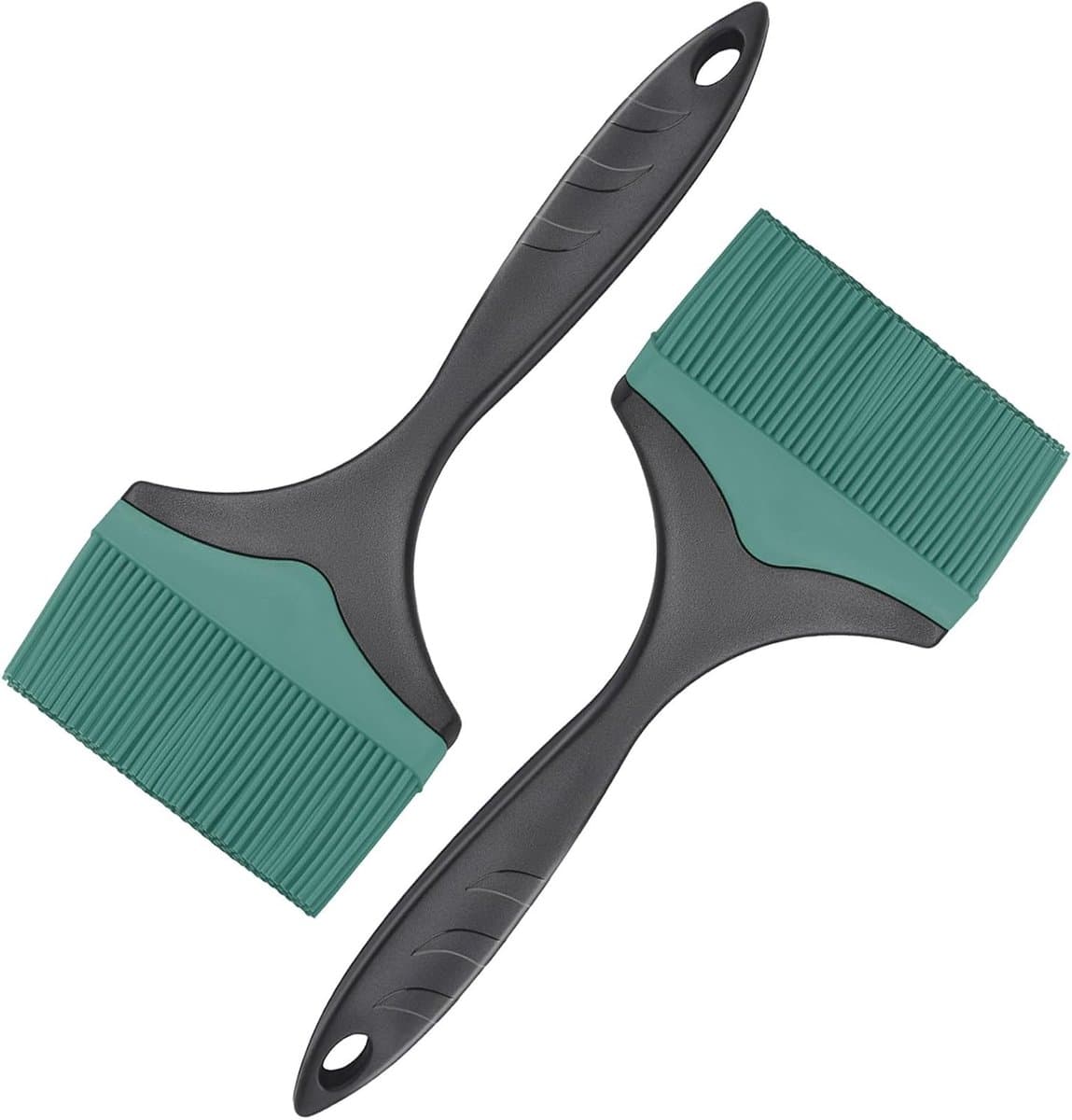 Sander Shop Grote siliconen grill rijgborstel - 10 cm extra brede siliconen rijgborstel om te grillen, hittebestendige borstels, oliebotersaus voor koken, bakken, barbecue, vaatwasmachinebestendig (groen 2 stuks)