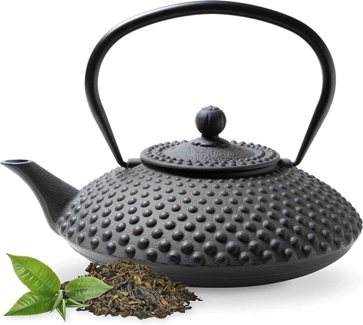 THEEPOT 1,25 L GIETIJZER – GIETIJZEREN THEEPOT Kambin in Japanse Stijl – Met Uitneembare Roestvrijstalen Theezeef – Binnenzijde Volledig Geëmailleerd – Thee blijft langer Warm – Zwart