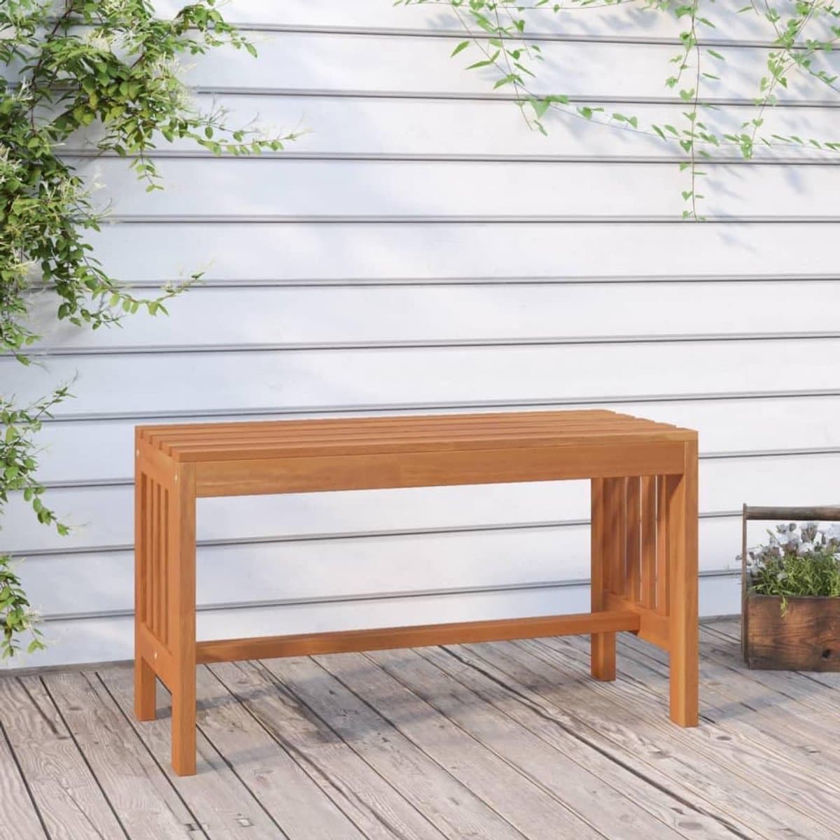 80 cm massief eucalyptushout, waterafstotend tuinmeubel voor terras balkon veranda, tijdloos gelat ontwerp met draagvermogen 110 kg per zitting, inklusief montagehandleiding