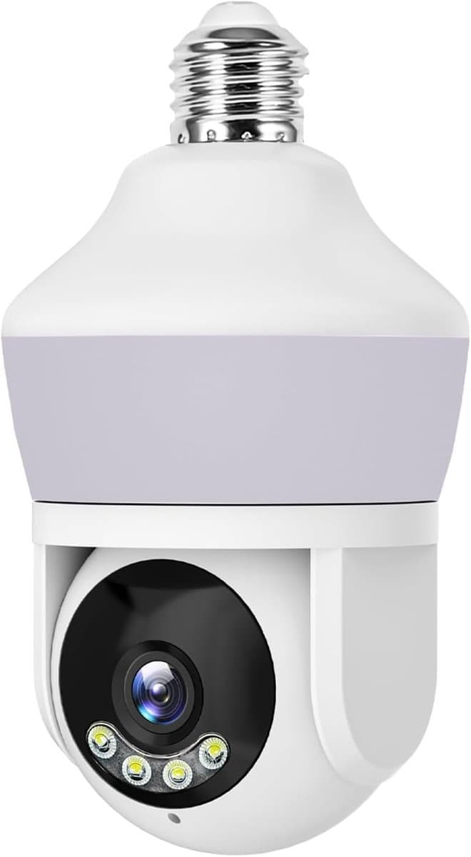 Bulb Draadloze Beveiligingscamera, 1080P HD Wifi Thuiscamera, 360° Pan 110° Kantel, Nachtzicht, Bewegingsdetectie, Twee-weg Audio, Afstandsbediening via App, E27 Fitting voor Thuis & Verhuur