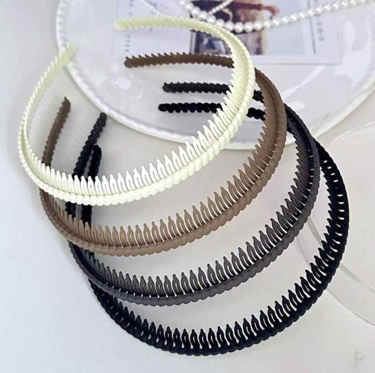 Statement haarbanden - haarband - Haarbanden - haarband dames - grote haarbanden - trendy haarbanden - brede haarband - 4 stuks haarbanden -diadeem - geschikt voor hardlopen - zigzag haarband -4 stuks - zwart en bruin - haarbanden - 4 haarbanden