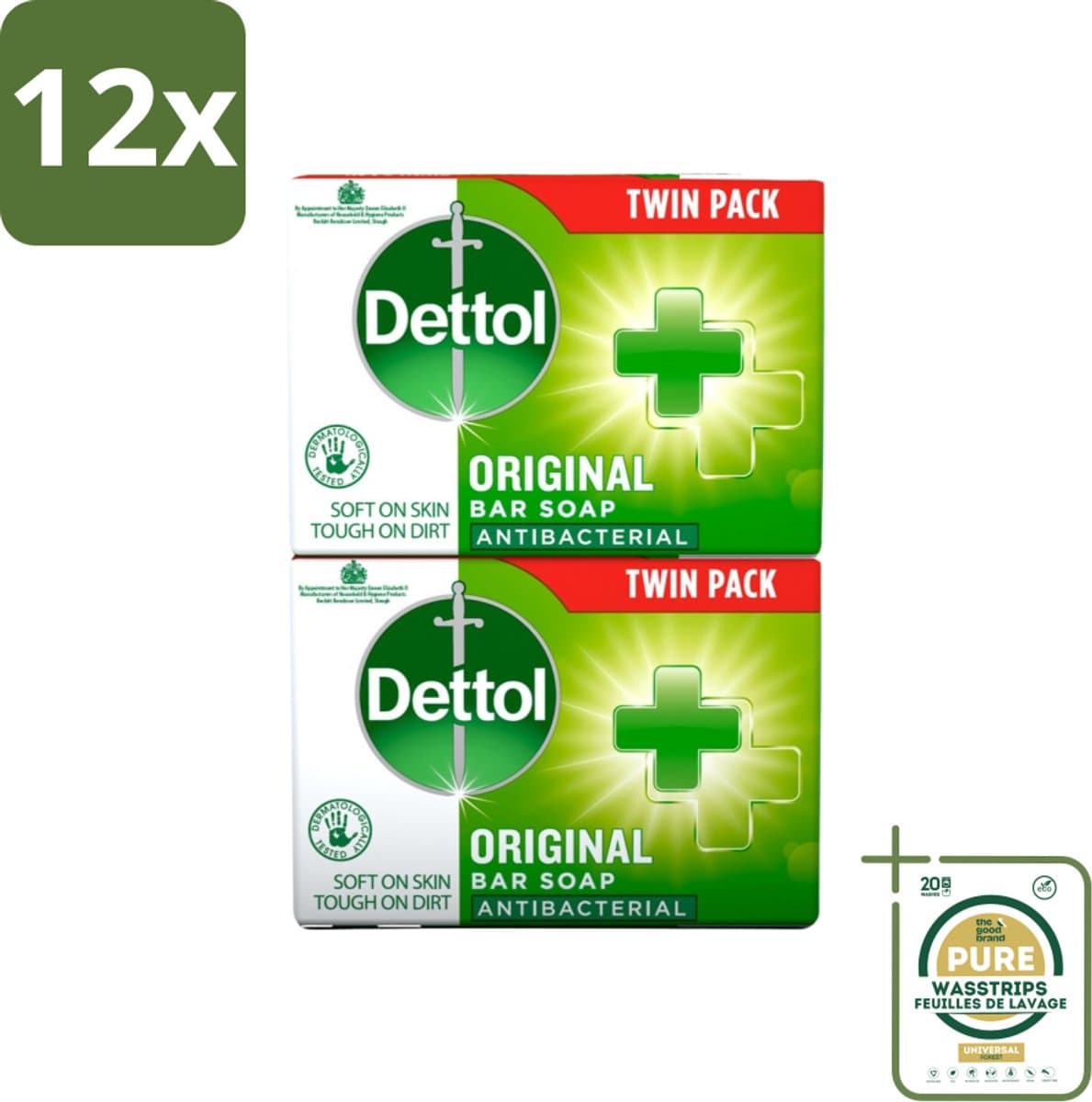 Dettol - Zeeptablet - Origineel - Antibacterieel - 2x 100g Zeeptabletten - Voordeelverpakking - 12 stuks - Dettol - Hygiëne