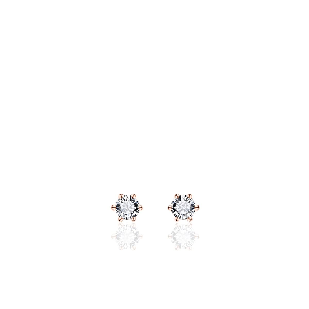 Jewels Inc. - Oorbellen - Oorstekers Solitaire gezet met Zirkonia - 4mmØ - Roségoud Verguld Zilver 925
