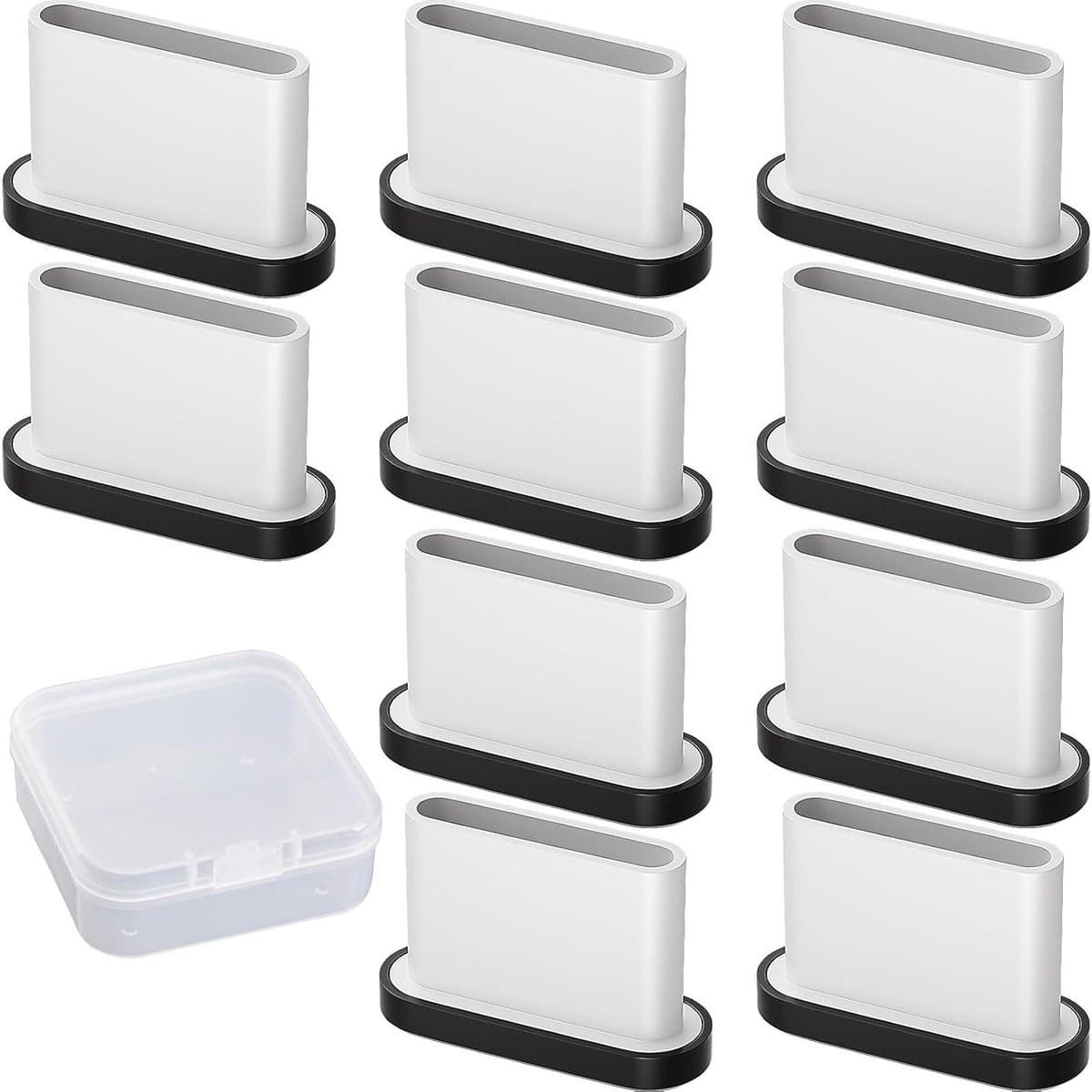 Ronte - Stofbescherming USB C - 10 stuks - Voor iPhone, Samsung, Xiaomi, Huawei - Zwart met opbergdoos