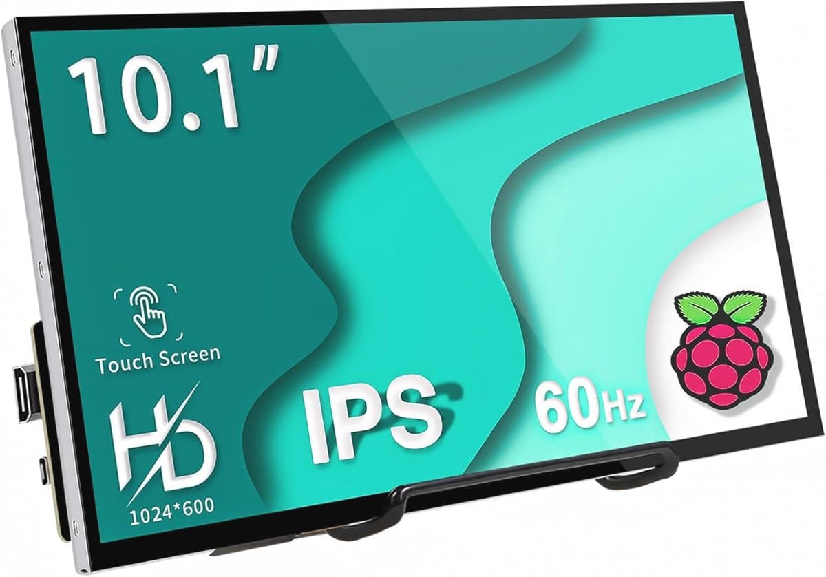 HAMTYSAN Touch Screen Monitor for Raspberry Pi, HDMI Display, IPS Screen, 10.1 inch, 1024 x 600 HD LCD, Portable Monitor with Stand, for Raspberry Pi 400/4/3/2/Zero/B/B+ Jetson Nano Win11/10/8/7