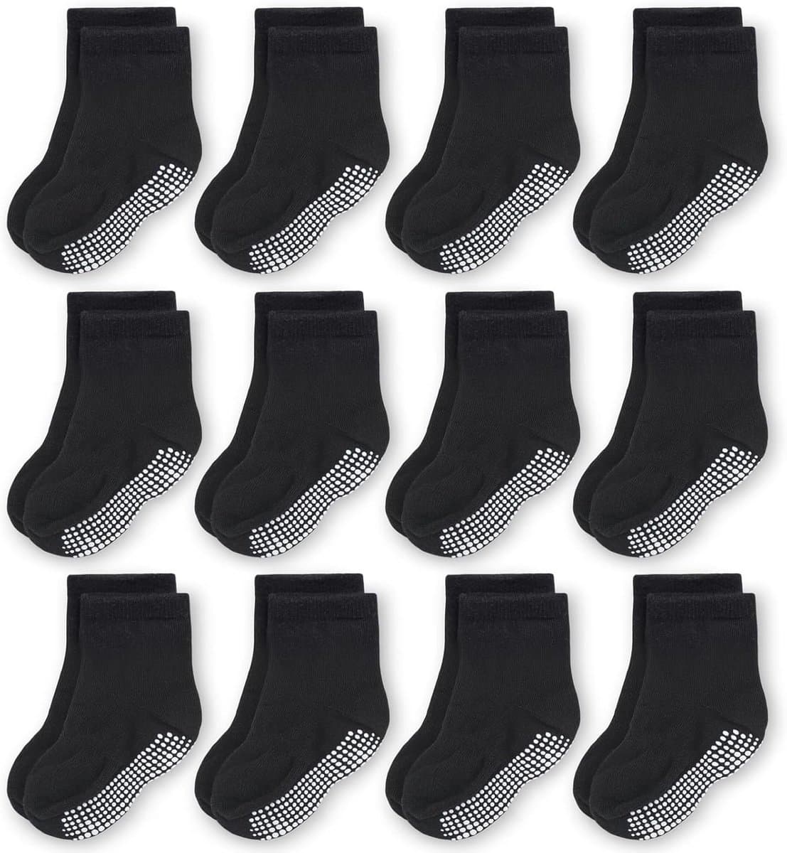Antislip Kindersokken voor Jongens en Meisjes - Katoenen Sokken - 12 Paar - 0-6 Maanden