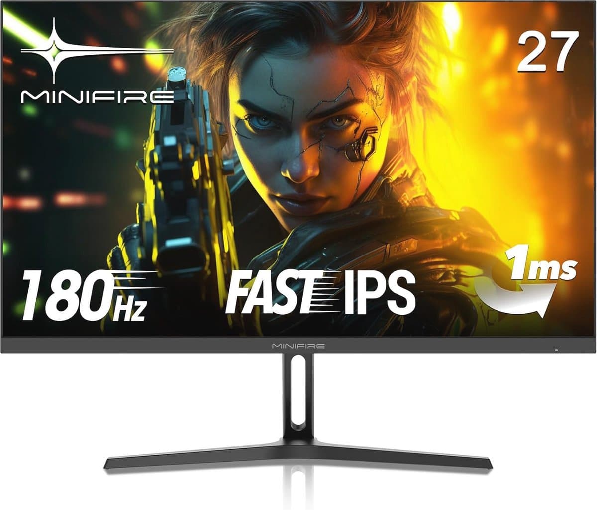 27 Inch Gaming Monitor, 180Hz, 1ms, Adaptive Sync, IPS, 2xHDMI 2.0/1xDP 1.4, FHD, sRGB 110%