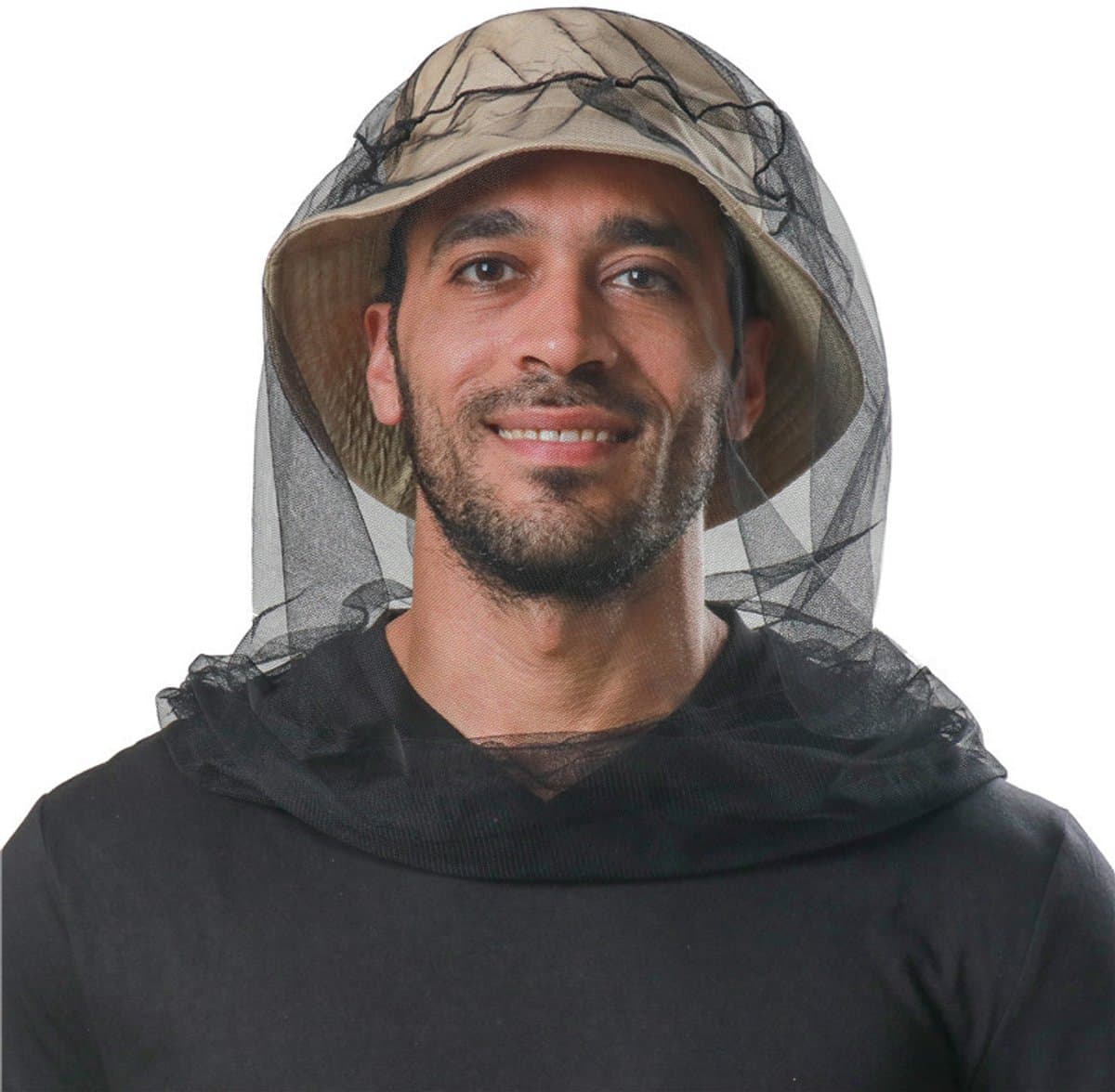 Buitenmasker van mesh - Bijenhoed - Vismasker - Anti-muggen-, vliegen- en insectenwerend masker - Compatibel met alle soorten heren- en dameshoeden - Geschikt voor reizen, kamperen, tuinieren, jagen, vissen en andere buitenscènes - Zwart