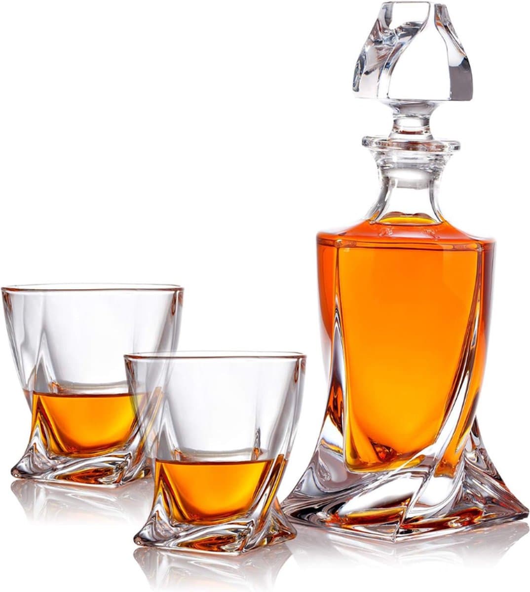 3 Delige Set Karaf Glazen Whiskyset Cadeauset Van Glas Whisky Karaf 800 ml Met 2 Whiskyglazen 300 ml Voor Rum Scotch Cognac Cadeau Idee Voor Mannen Met Geschenkdoos