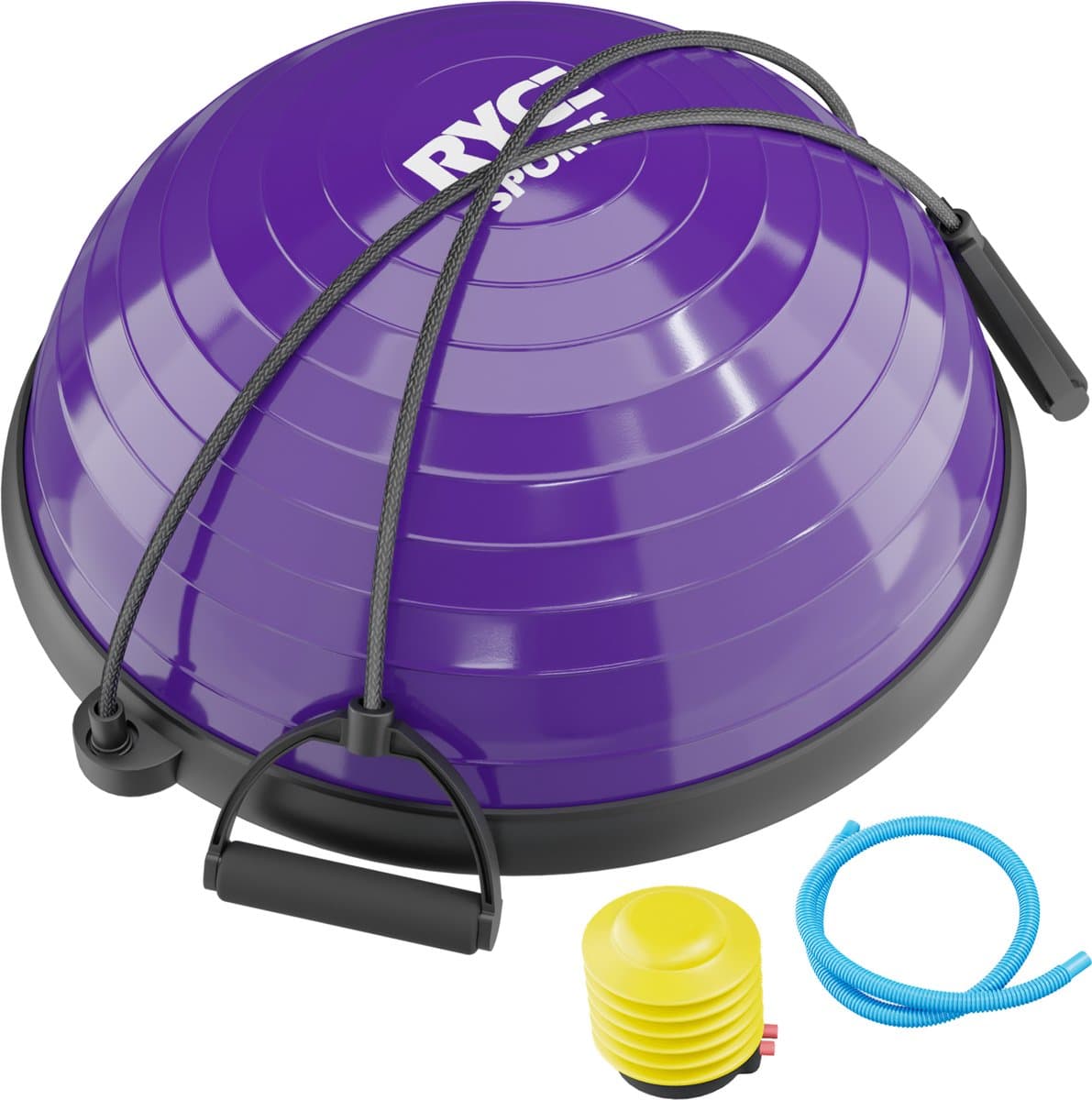 Ryce® balansbord - Balanstrainer - Balance board - Kinderen & volwassenen - Kussen - Evenwichtsbal - Wiebelkussen - Inclusief pomp & weerstandsbanden - Paars