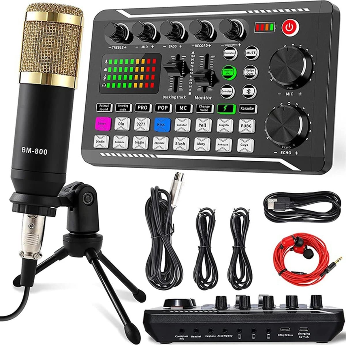 Complete Podcast Uitrusting – Condenser Microfoon met Tripod Statief en Professionele Audio Mixer voor Streaming, Broadcast en Opnemen – Podcast Set, Microfoon Bundel
