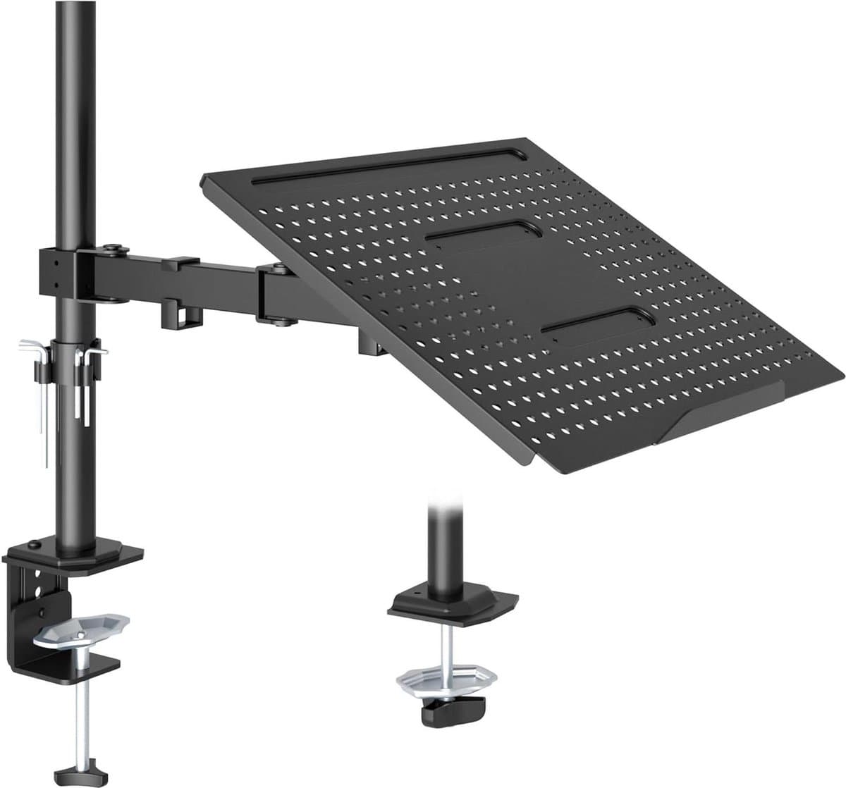 Volledig verstelbare monitorarm met geventileerde laptoplade - 13-32 inch LCD LED schermen - notebooks tot 16 inch - kantelen, zwenken, roteren