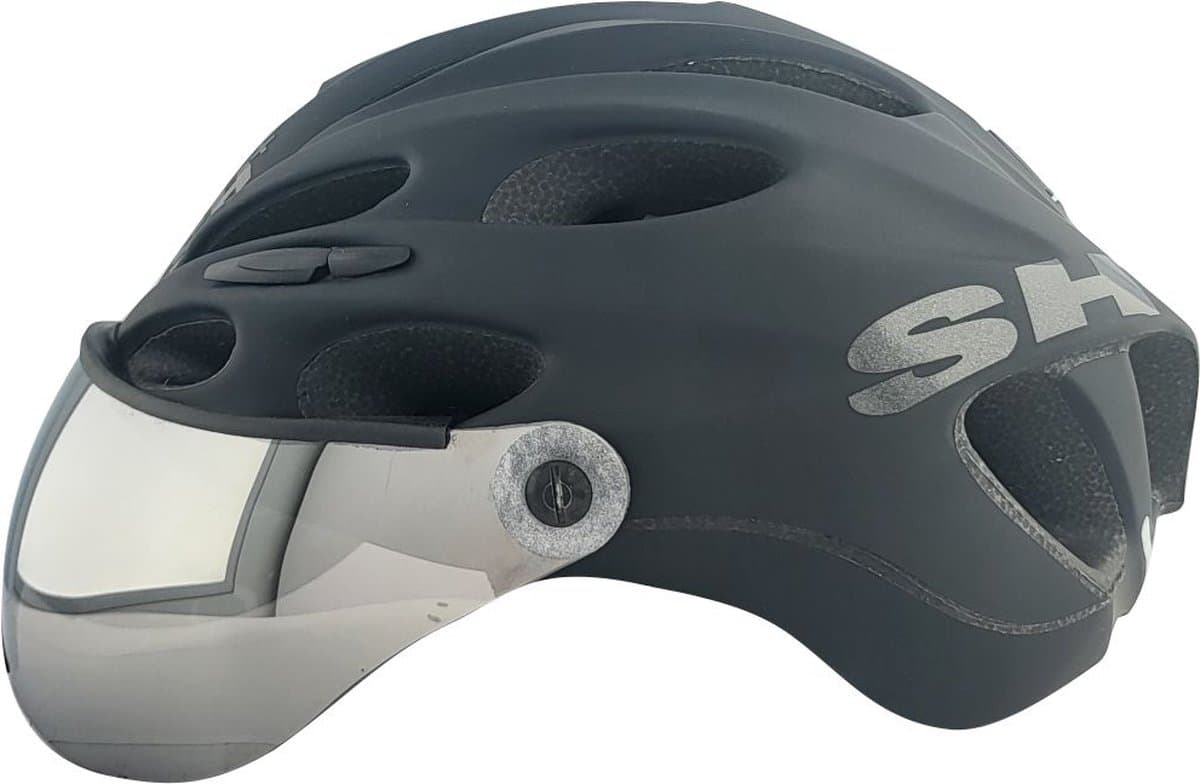 SH+ e-bike Fietshelm - SHAKE VISOR - Unisex - Lichtgewicht 275 gram - 15 Ventilatiegaten - Gemaakt in Italië - Voor een hoofdomtrek van 53 tot en met 56 CM - Mat Zwart